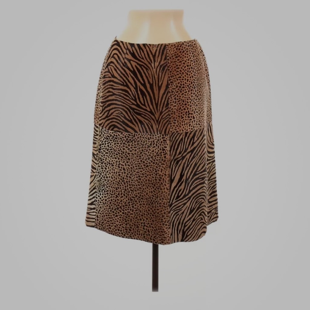 Escada Brown Animal Print A-Line Skirt